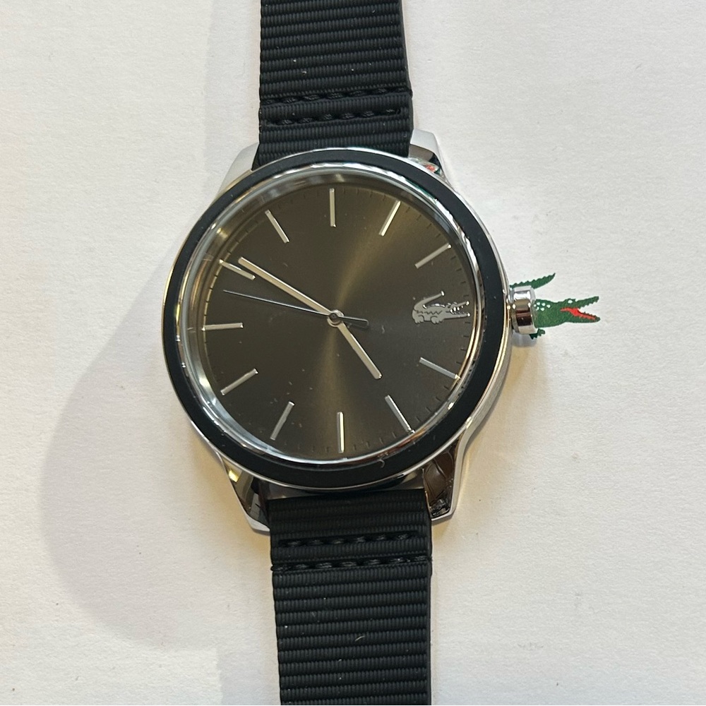 Lacoste Watch with 44mm Black Face & Black Silicone Band